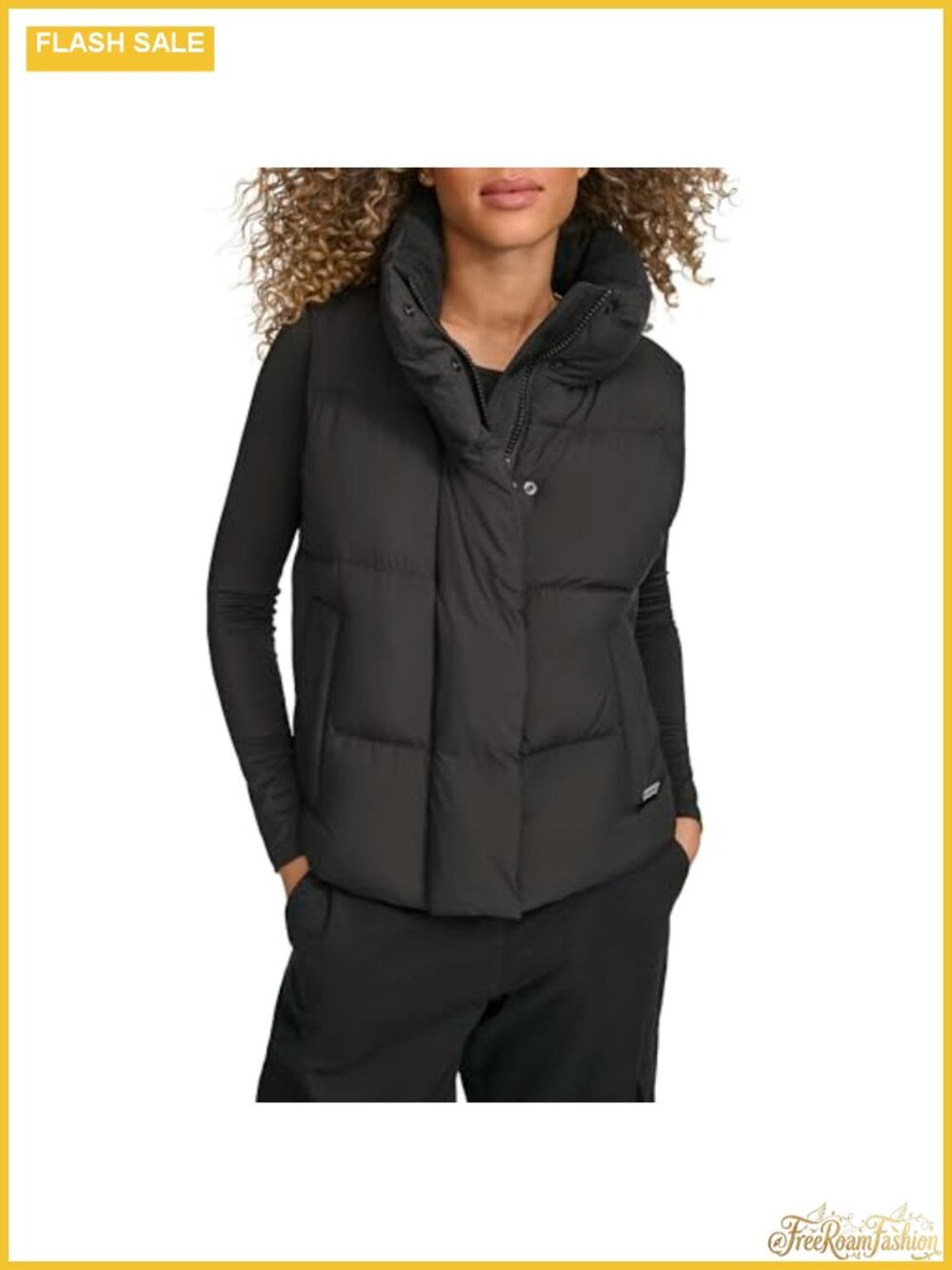 Quilted Puffer Vest Sleeveless Zip Snap Cold Weather Outerwear